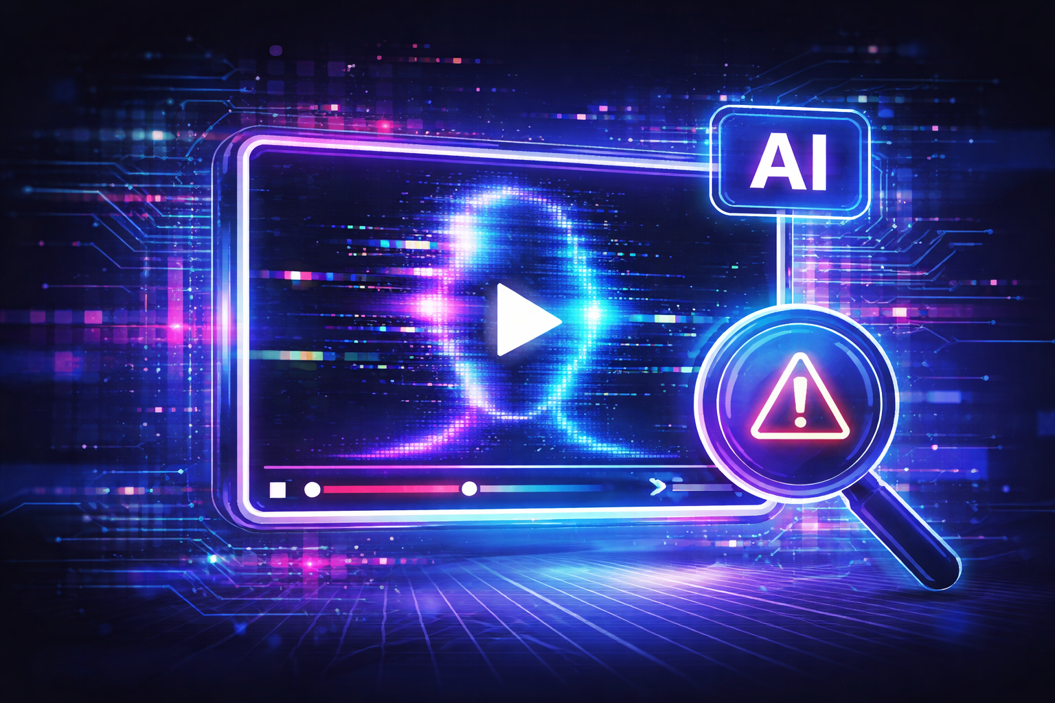 AI video warning illustration
