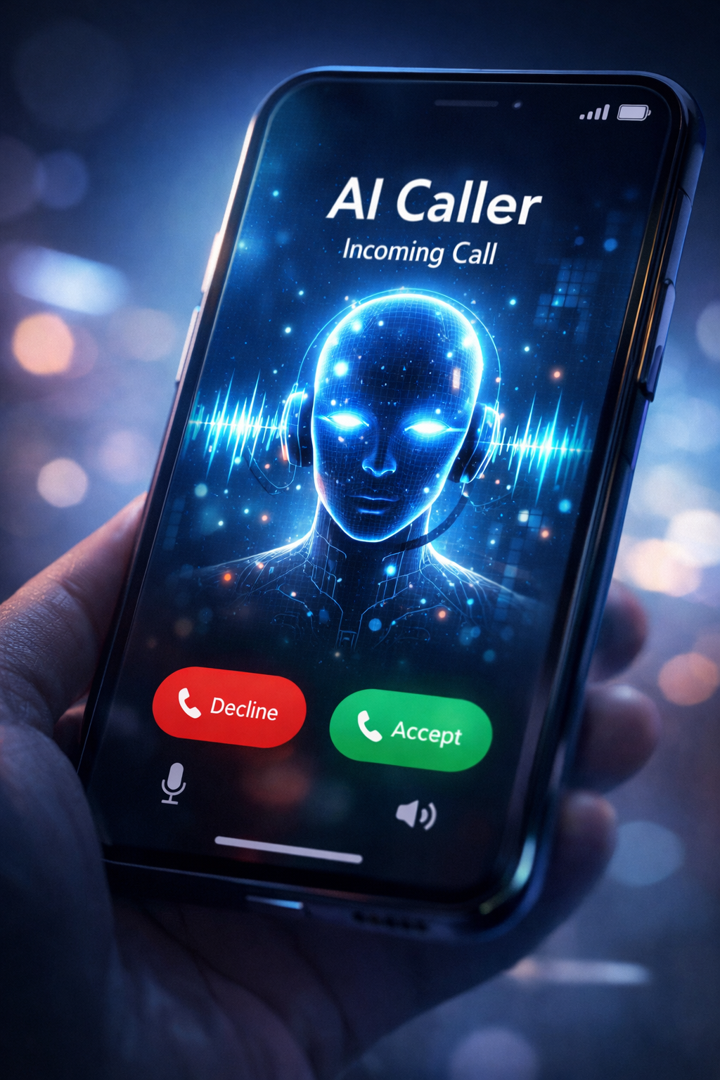 AI caller incoming call illustration